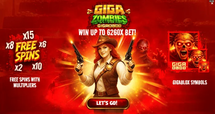 Giga Zombies - pangunahing menu na may pagpili ng taya