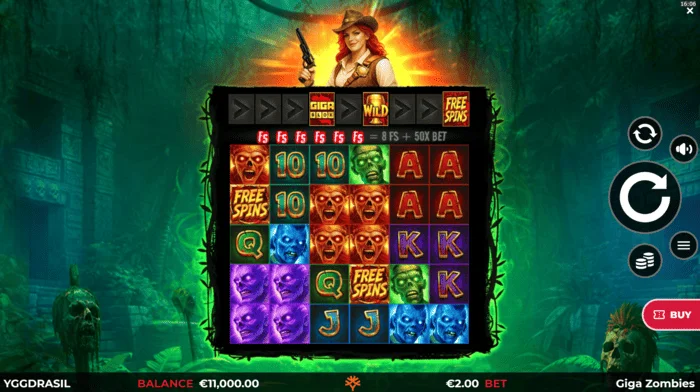 Giga Zombies - game screen na may 6x5 reels